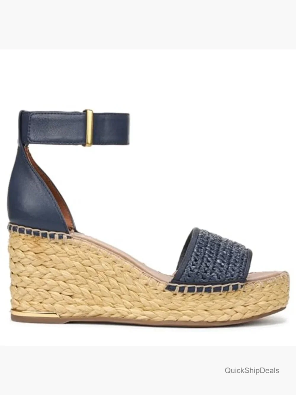 Jute-Wrapped Wedge Sandals with Adjustable Ankle Strap